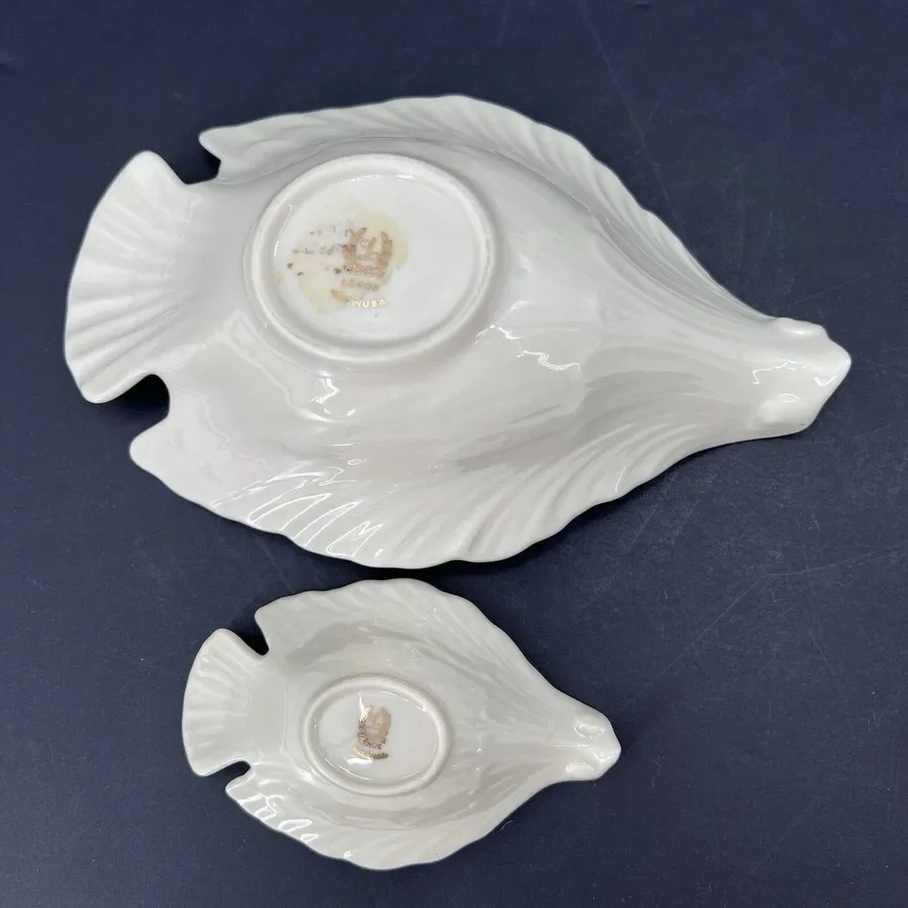 Set of 2 Lenox China Dove Bird Shaped Nut Bowls Candy Dish Ivory Cream Gold Trim - Picture 8 of 8